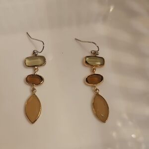 Elegant Gold and Brown Dangle Earrings